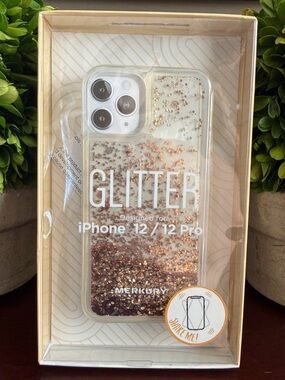 MERKURY INNOVATIONS ✨GOLD-TONE FLOATING GLITTER✨ iPhone 12/12 PRO CASE🌟BNIB🌟
